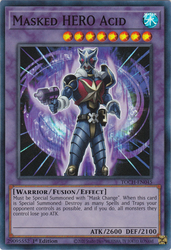 A Super Rare "Masked Hero Acid" card from the Yugioh Set: Toon Chaos (TOCH).