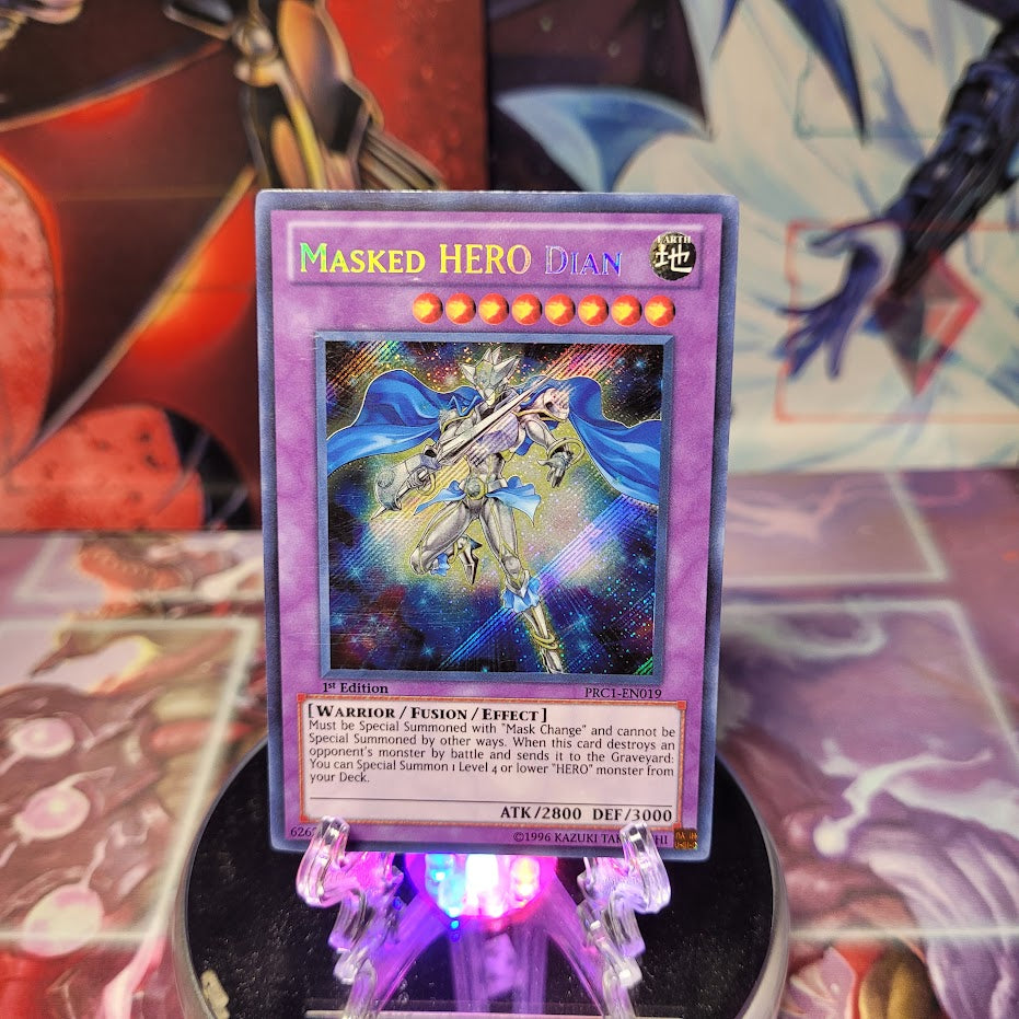 A Secret Rare "Masked Hero Dian" card from the Yugioh Set: Premium Collection 1 (PRC1).