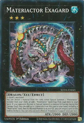 A Super Rare "Materiactor Exagard" card from the Yugioh Set: Supreme Darkness (SUDA).