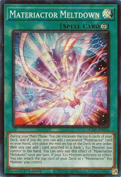 A Super Rare "Materiactor Meltdown" card from the Yugioh Set: Supreme Darkness (SUDA).
