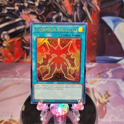 An Ultra Rare "Mathmech Equation" card from the Yugioh Set: Battles of Legend: Monstrous Revenge.