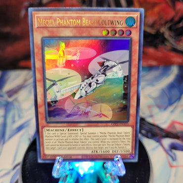 An Ultra Rare "Mecha Phantom Beast Coltwing" card from the Yugioh Set: Ghosts From the Past: The 2nd Haunting (GFP2).