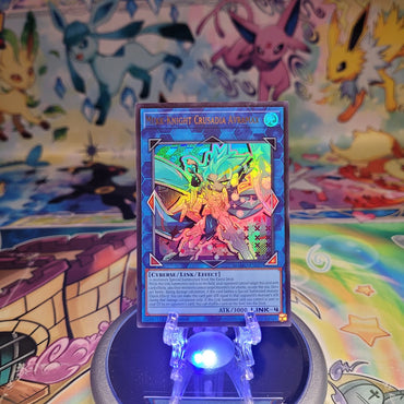 An Ultra Rare "Mekk-Knight Crusadia Avramax" card from the Yugioh Set: Magnificent Monsters (MAMO).