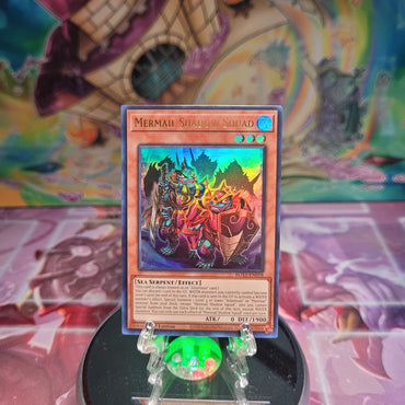 An Ultra Rare "Mermail Shadow Squad" card from the Yugioh Set: Rage of the Abyss.