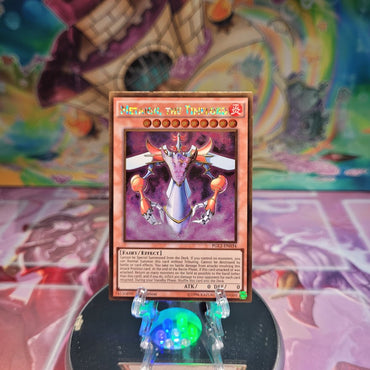 A Gold Rare "Metaion, the Timelord" card from the Yugioh Set: Premium Gold: Return of the Bling.