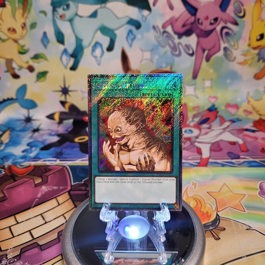 A Platinum Secret Rare "Metamorphosis" card from the Yugioh Set: Quarter Century Stampede (RA04)