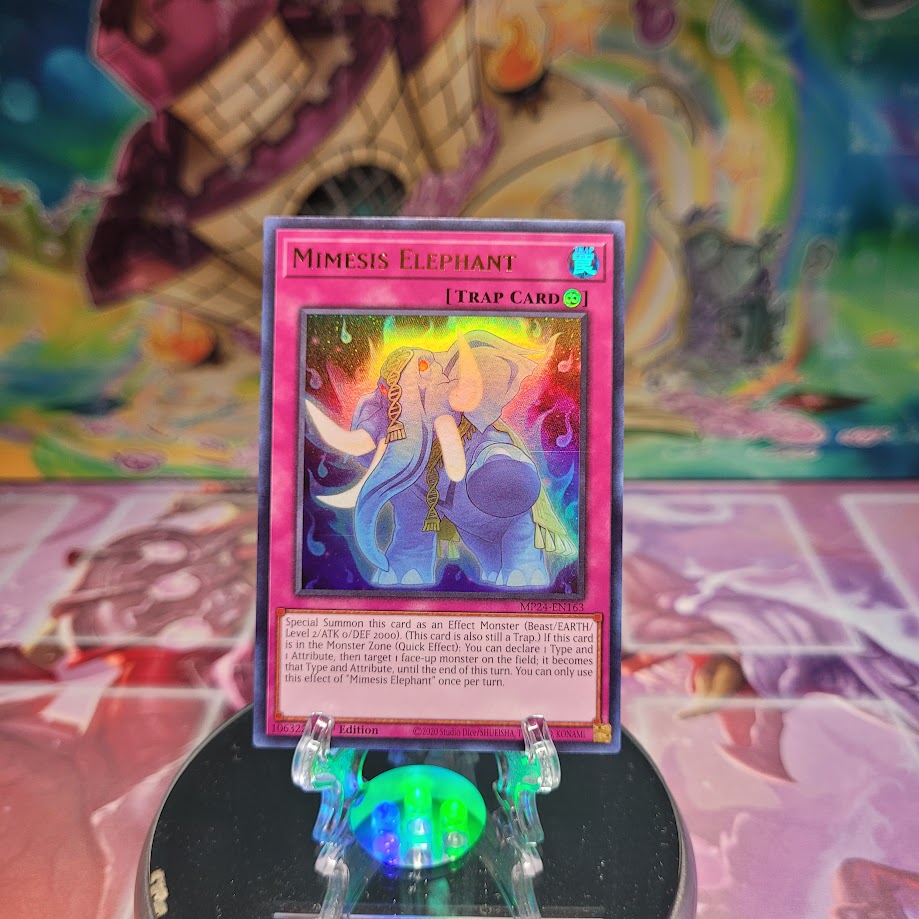 An Ultra Rare "Mimesis Elephant" card from the Yugioh Set: 25th Anniversary Tin: Dueling Mirrors.