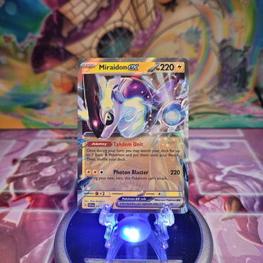 A Double Rare "Miraidon Ex" (081/198) card from the Pokemon set: Scarlet & Violet Base Set (SVI).