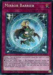 A Secret Rare "Mirror Barrier" card from the Yugioh Set: Battles of Legend: Glorious Gallery (BLGG).