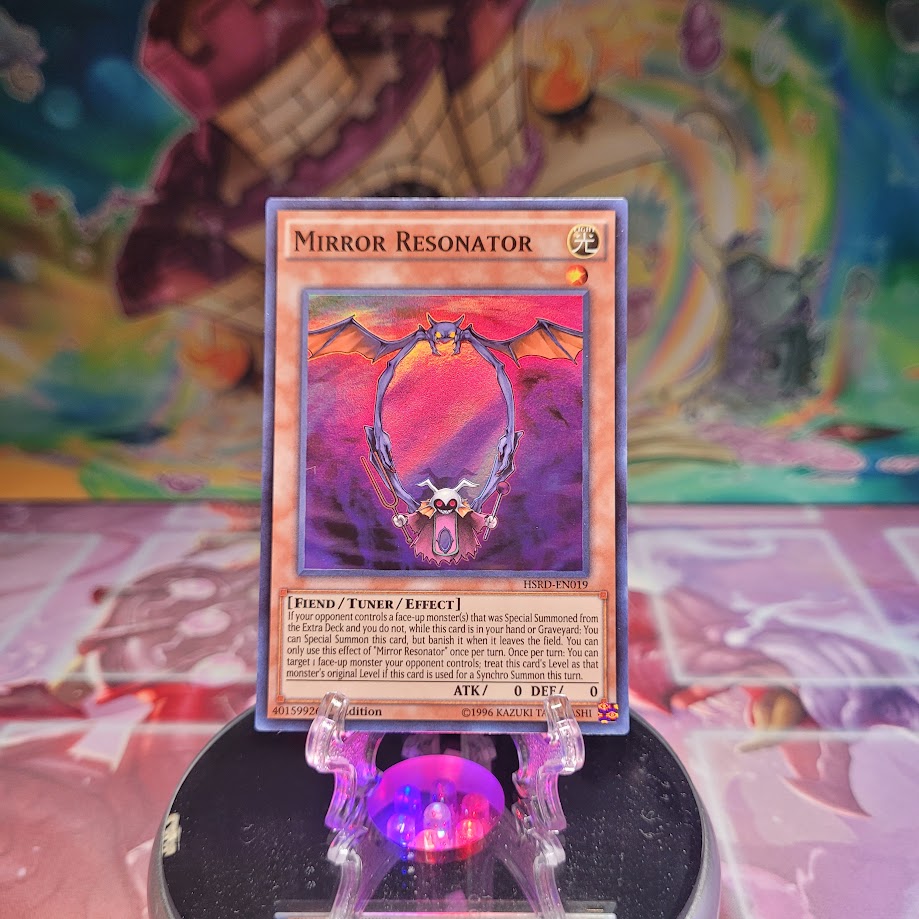 A Super Rare "Mirror Resonator" card from the Yugioh Set: High-Speed Riders.