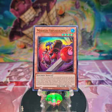 An Ultra Rare "Mirror Swordknight" card from the Yugioh Set: 25th Anniversary Tin: Dueling Mirrors (MP24).