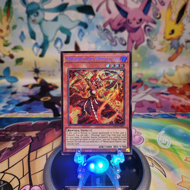 A Secret Rare "itsurugi No Mikoto, Saji" card from the Yugioh Legendary Modern Decks (L26D).
