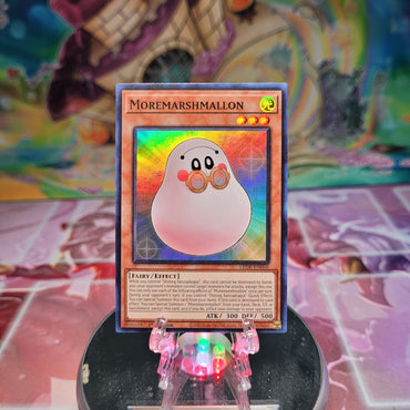 A Super Rare "Moremarshmallon" card from the Yugioh Set: Legacy of Destruction.