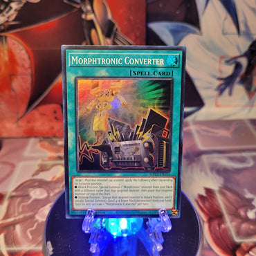 A Super Rare "Morphtronic Converter" card from the Yugioh 25th Anniversary Tin: Dueling Heroes set.