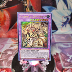 An Ultra Rare "Mysterion the Dragon Crown" card from the Yugioh Set: Lightning Overdrive (LIOV).
