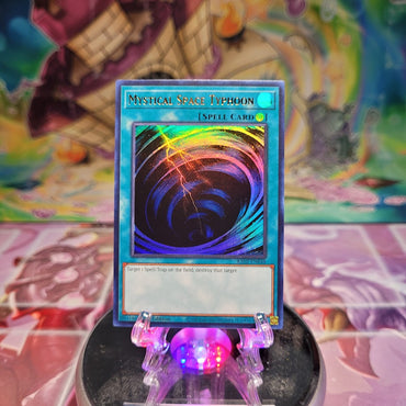 An Ultra Rare "Mystical Space Typhoon" card from the Yugioh Set: Rarity Collection 2 (RA02).