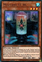 An Ultra Rare "Myutant ST-46" card from the Yugioh Set: Phantom Rage (PHRA).