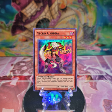 A Super Rare "Necro Gardna" card from the Yugioh Set: The Secret Forces.