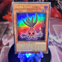  An Ultra Rare "Necro Synchron" card from the Yugioh Set: Legendary Duelists: Synchro Storm (LED8).