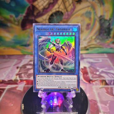 An Ultra Rare "Nekroz of Trishula" card from the Yugioh Set: Duel Power.