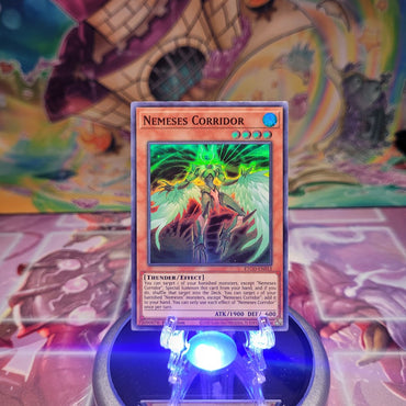 A Super Rare "Nemeses Corridor" card from the Yugioh Set: Eternity Code (ETCO).