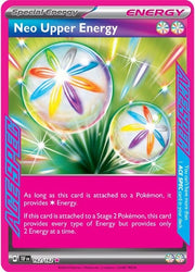 A Rare Ace Ace Spec "Neo Upper Energy" (162/162) card from the Pokemon Set: Scarlet & Violet: Temporal Forces (TEF).
