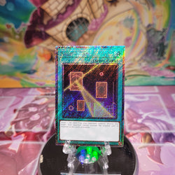 A Platinum Secret Rare "Night Beam" card from the Yugioh Set: Quarter Century Stampede (RA04).