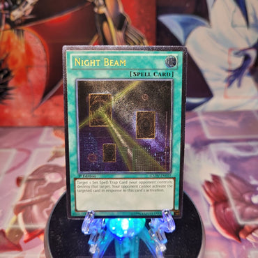 An Ultimate Rare "Night Beam" card from the Yugioh Set: Galactic Overlord.