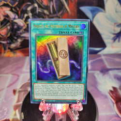 An Ultra Rare "Ninjitsu Art Notebook of Mystery" card from the Yugioh Set: Darkwing Blast (DABL).