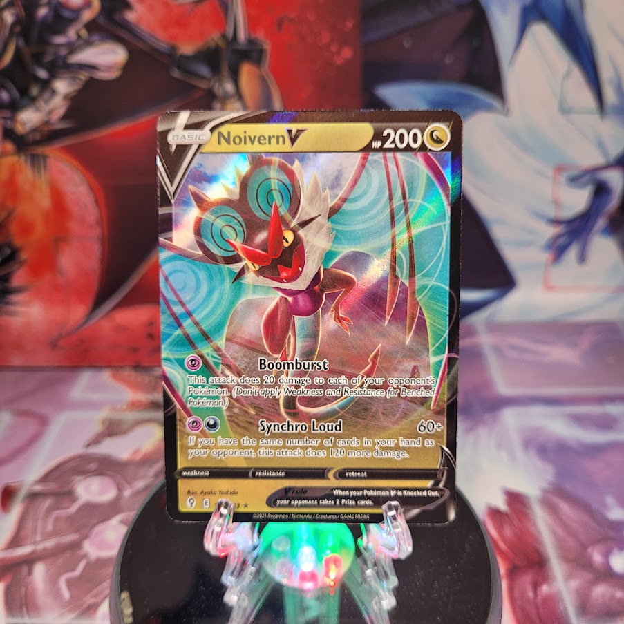 An Ultra Rare "Noivern V" (117/203) card from the Pokemon Set: Evolving Skies.