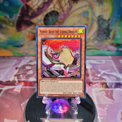 A Super Rare "Nowru Aries the Vernal Dragon" card from the Yugioh 25th Anniversary Dueling Heroes Mega-Tin Mega Pack.