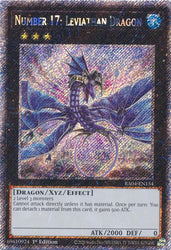 A Platinum Secret Rare "Number 17: Leviathan Dragon" card from the Yugioh Set: Quarter Century Stampede (RA04).