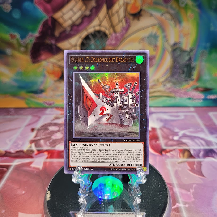 An Ultra Rare "Number 27: Dreadnought Dreadnoid" card from the Yugioh Set: Duel Overload.