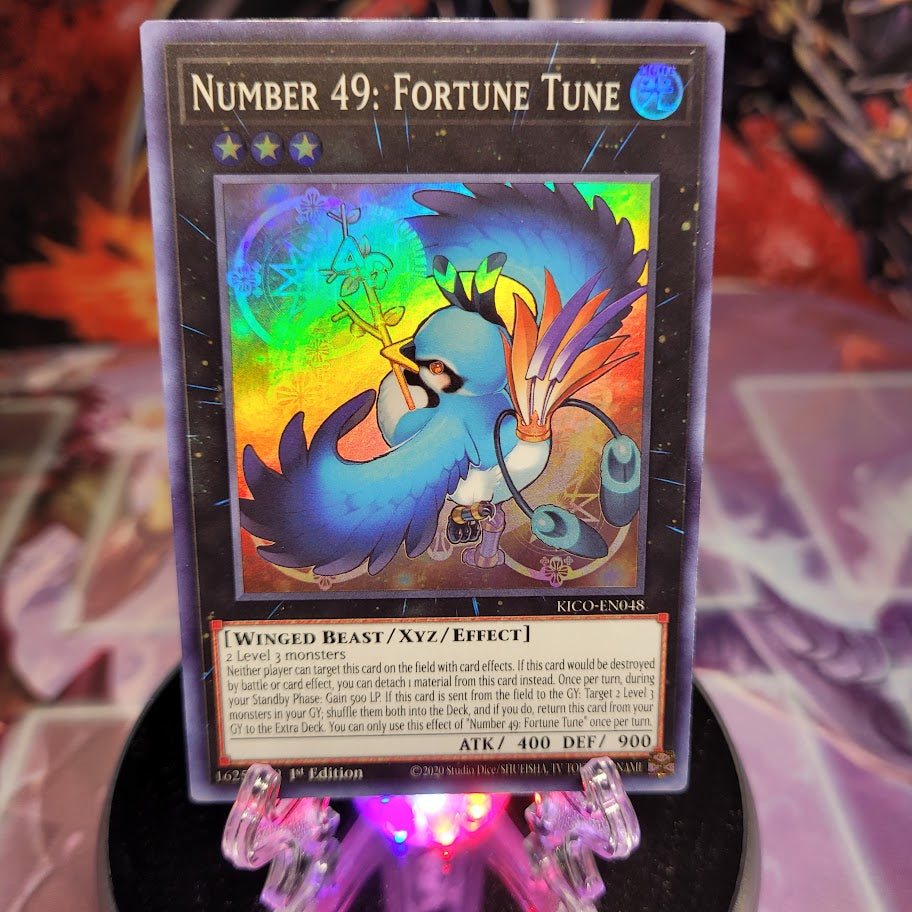 A Super Rare "Number 49: Fortune Tune" card from the Yugioh Set: King's Court. 