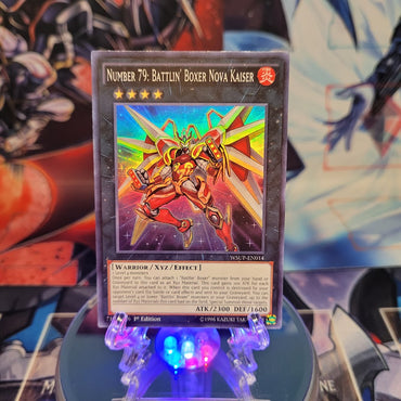 A Super Rare "Number 79: Battlin' Boxer Nova Kaiser" card from the Yugioh Set: World Superstars.