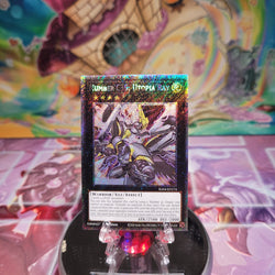 A Platinum Secret Rare "Number C39: Utopia Ray" card from the Yugioh Set: Quarter Century Stampede (RA04).
