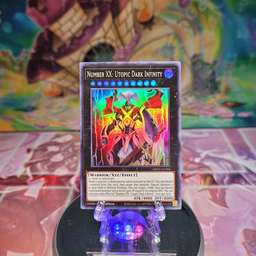  A Super Rare "Number XX: Utopic Dark Infinity" card from the Yugioh 2020 TIn of Lost Memories Set.