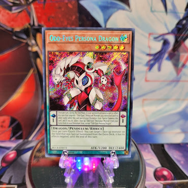 A Secret Rare "Odd-Eyes Persona Dragon" card from the Yugioh Set: Battles of Legend: Crystal Revenge.