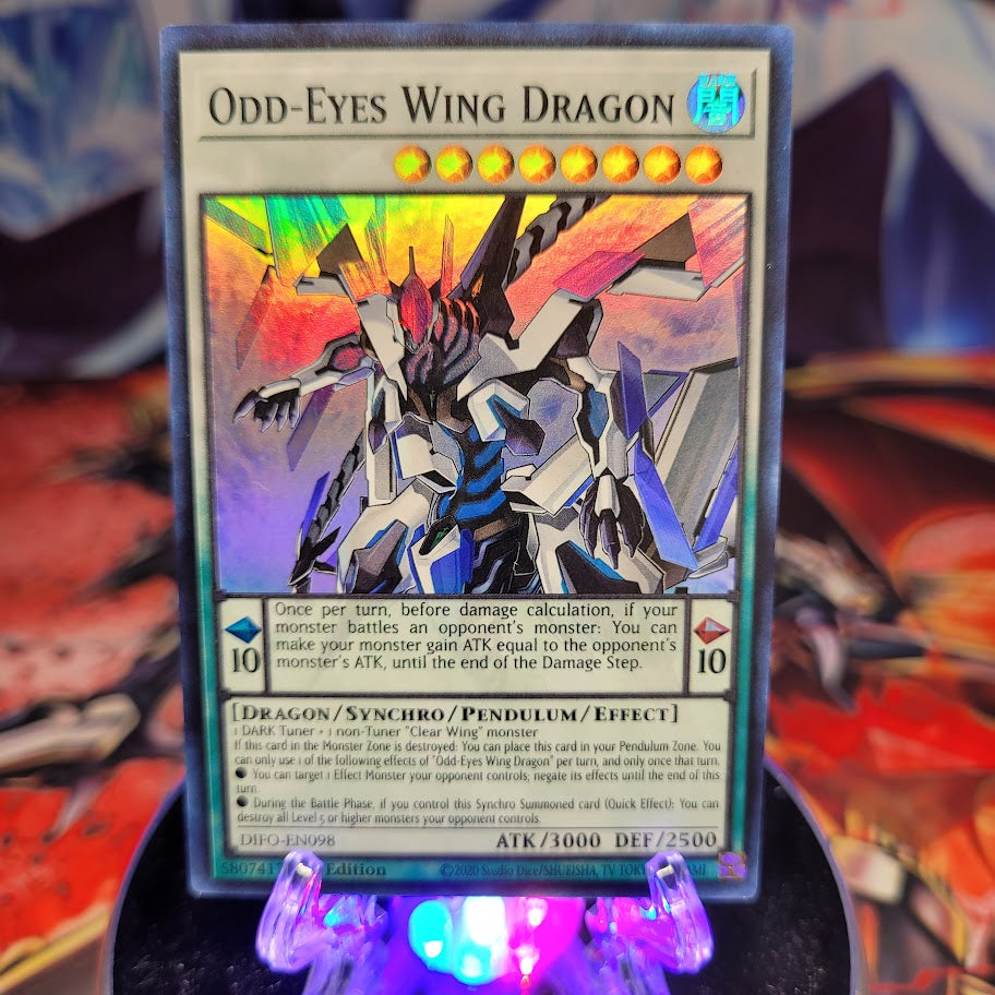  A Super Rare "Odd-Eyes Wing Dragon" card from the Yugioh Set: Dimension Force.