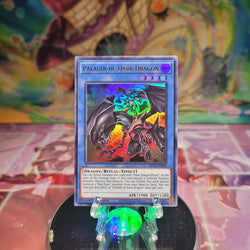 An Ultra Rare "Paladin of Dark Dragon" card from the Yugioh Set: Dragons of Legend: The Complete Series. 