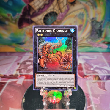 A Super Rare "Paleozoic Opabinia" card from the Yugioh 2017 Mega-Tins Mega Pack.