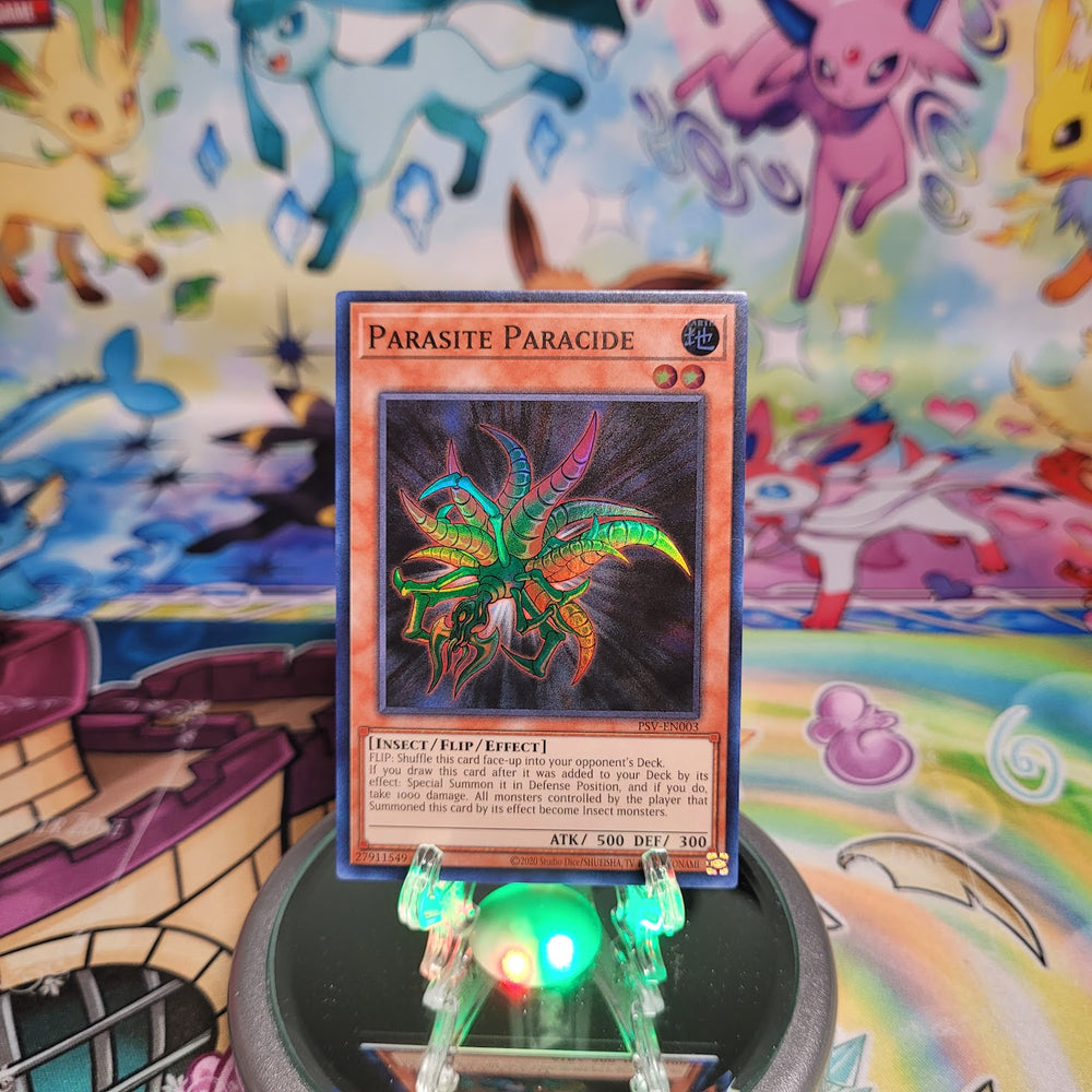 A Super Rare "Parasite Paracide" card from the Yugioh Set: Pharaoh's Servant 25th Anniversary Edition (PSV).