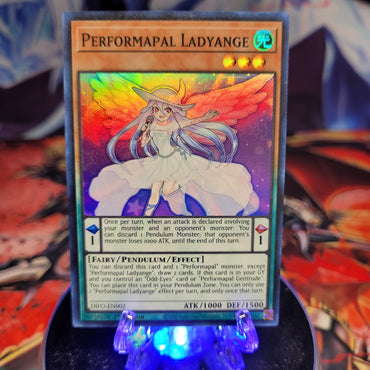  A Super Rare "Performapal Ladyange" card from the Yugioh Set: Dimension Force.