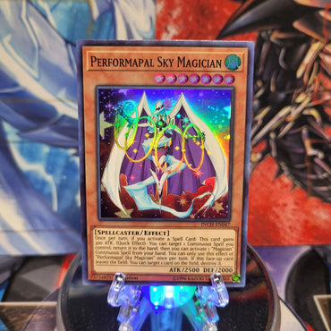  A Super Rare "Performapal Sky Magician" card from the Yugioh Set: The Infinity Chasers.