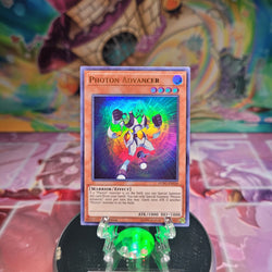 An Ultra Rare "Photon Advancer" card from the Yugioh Set: Duel Power.