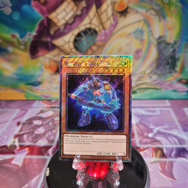 A Platinum Secret Rare "Photon Thrasher" card from the Yugioh Set: Quarter Century Stampede (RA04).