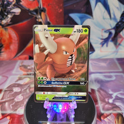 An Ultra Rare "Pinsir Gx" (6/68) card from the Pokemon Set: Sun & Moon: Hidden Fates.