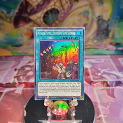 A Super Rare "Plunder Patroll Shipshape Ships Shipping" card from the Yugioh Set: Eternity Code.