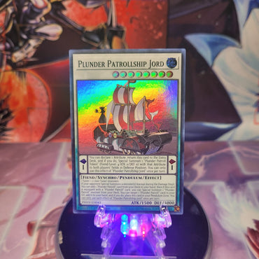 A Super Rare "Plunder Patrollship Jord" card from the Yugioh Set: Photon Hypernova.