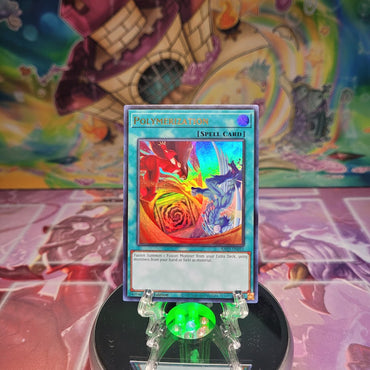 An Ultra Rare Alternate Art "Polymerization" card from the Yugioh Set: Quarter Century Bonanza (RA03).